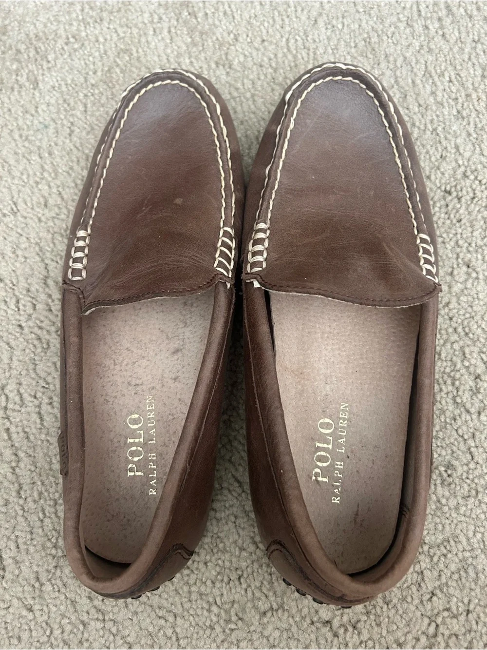 Polo by Ralph Lauren Brown Leather Slip-On Driving Loafers